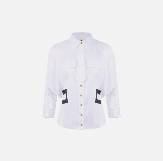 Cotton shirt with small tie