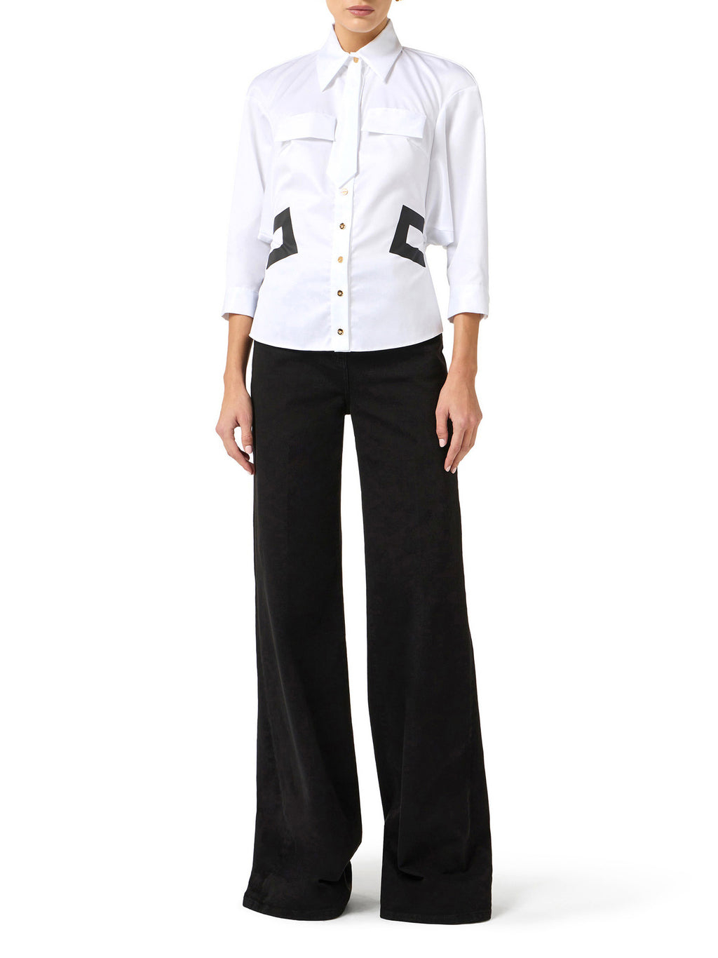 Cotton shirt with small tie