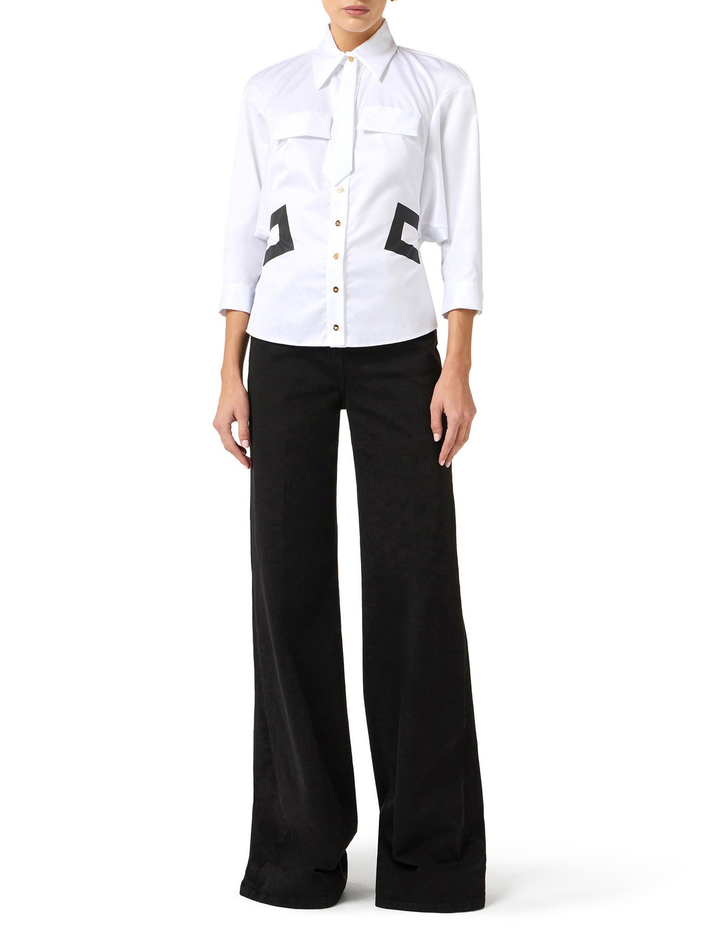 Cotton shirt with small tie