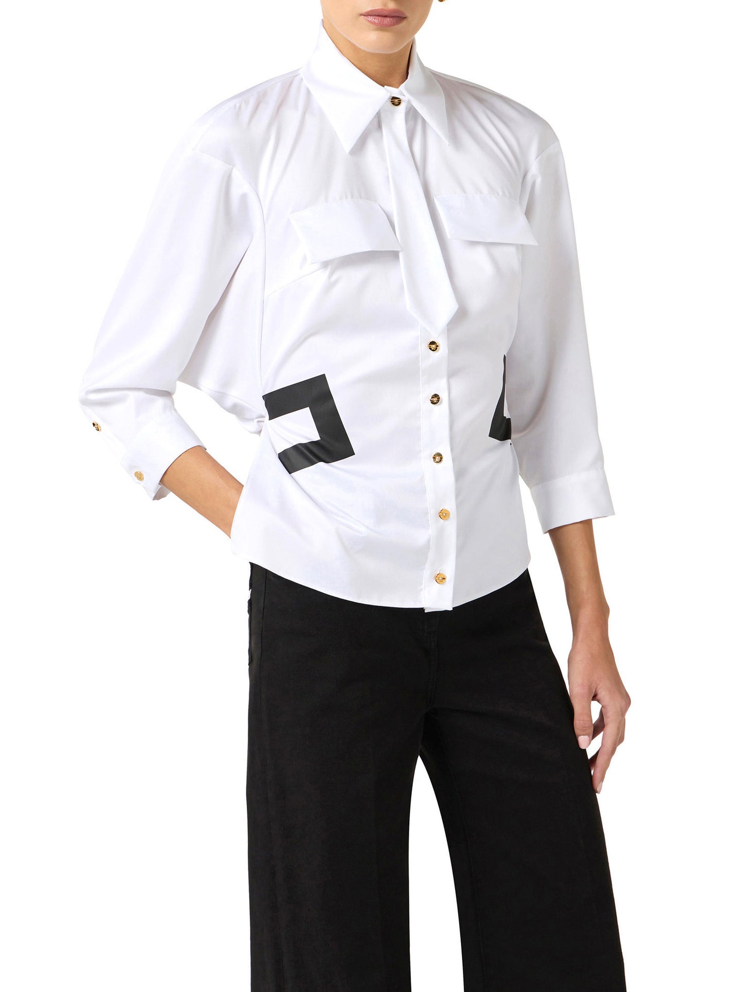 Cotton shirt with small tie