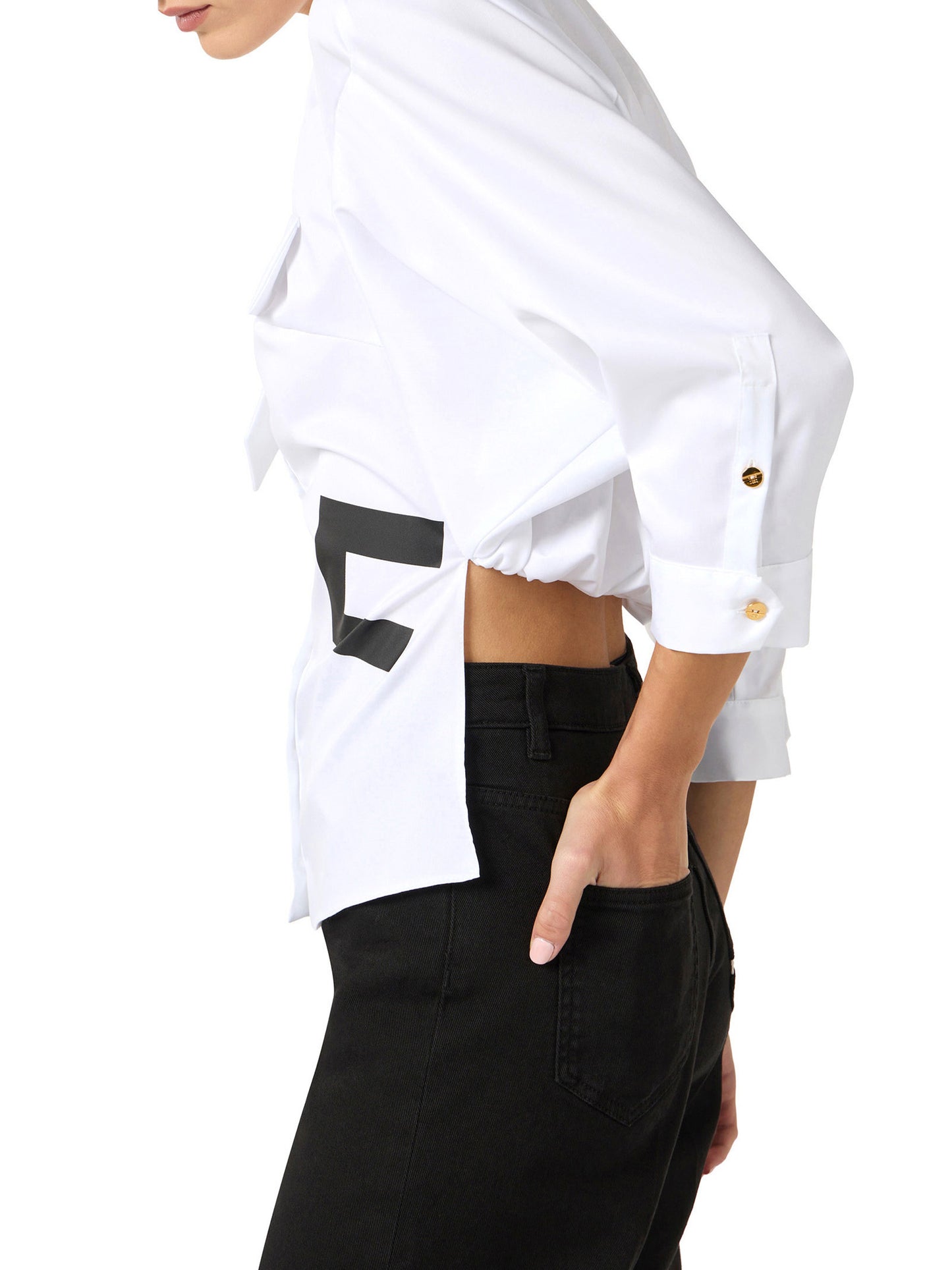 Cotton shirt with small tie