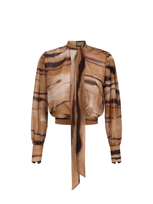 Chiffon blouse with tiger print