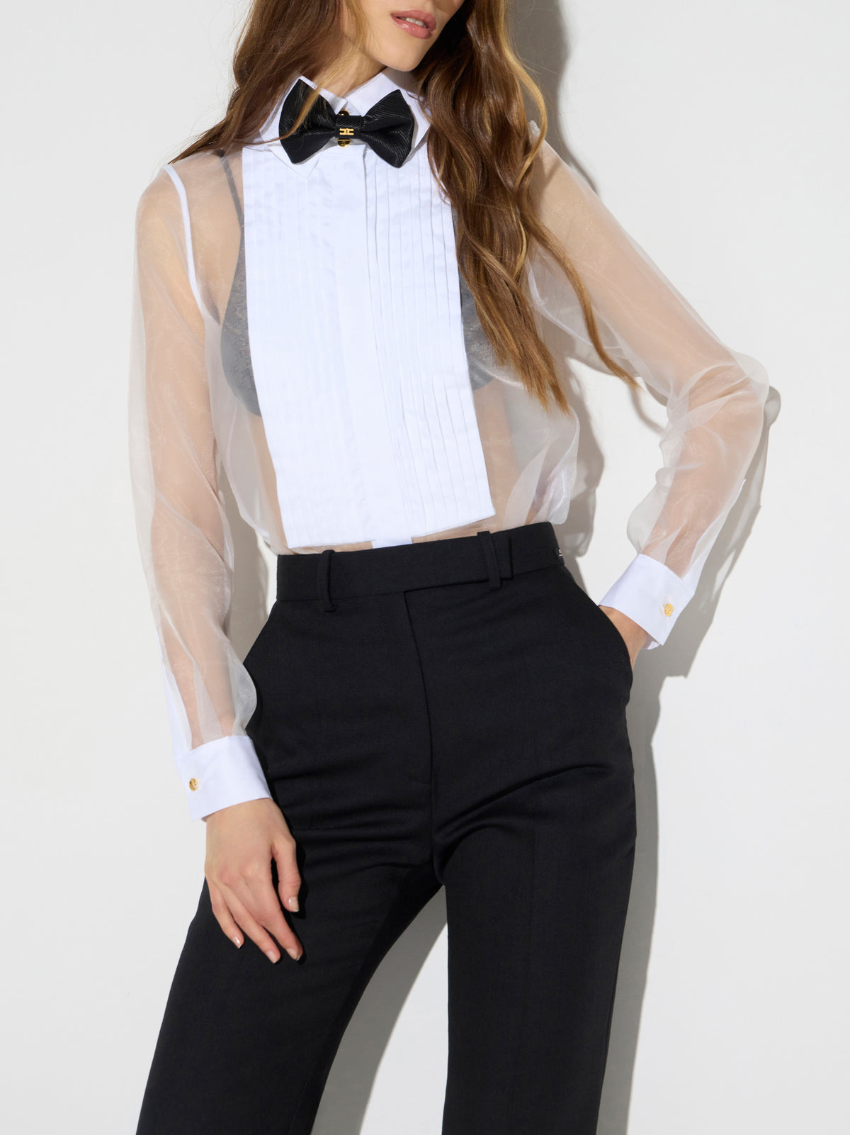 Shirt in organza and cotton fabric