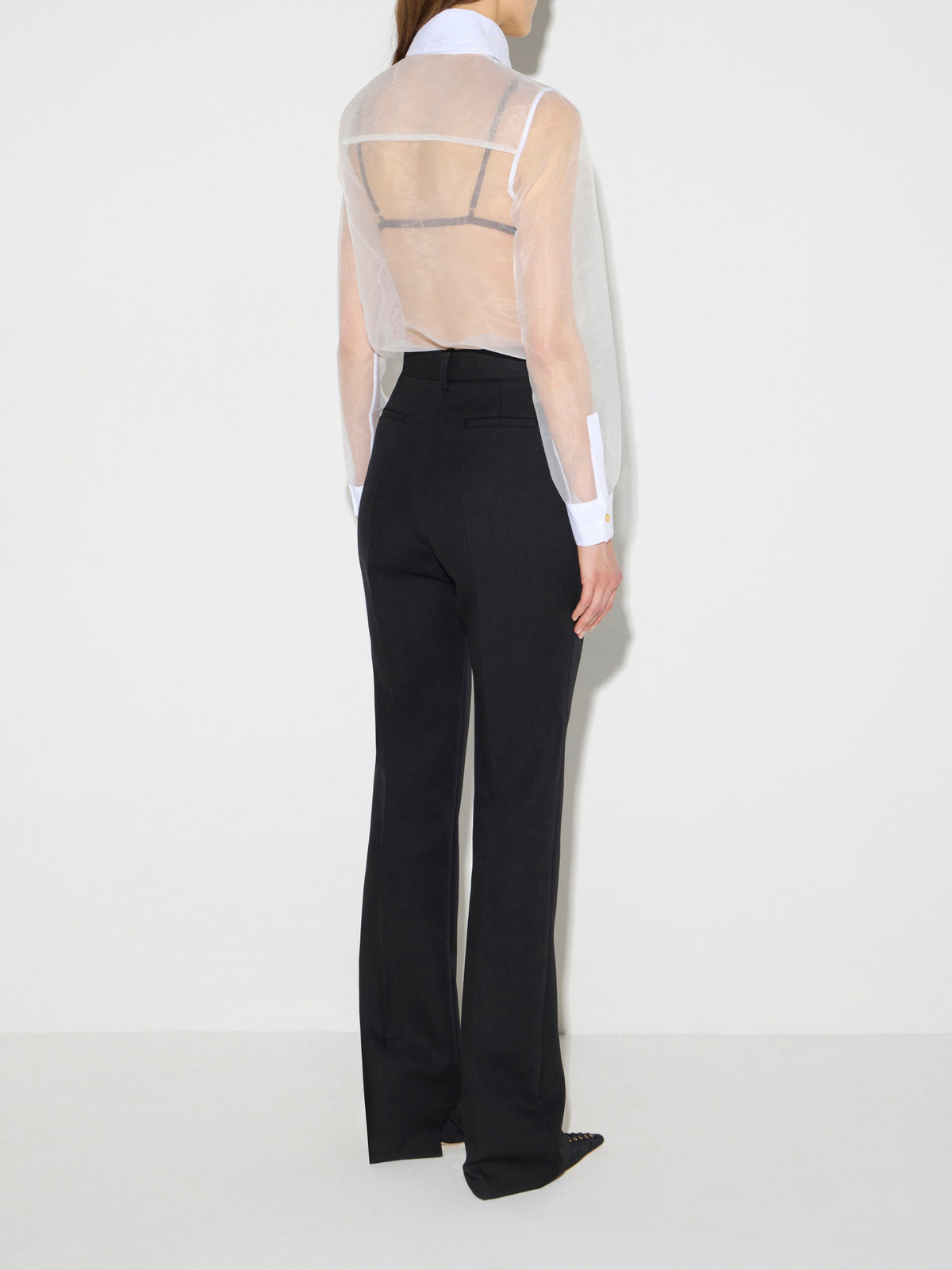 Shirt in organza and cotton fabric