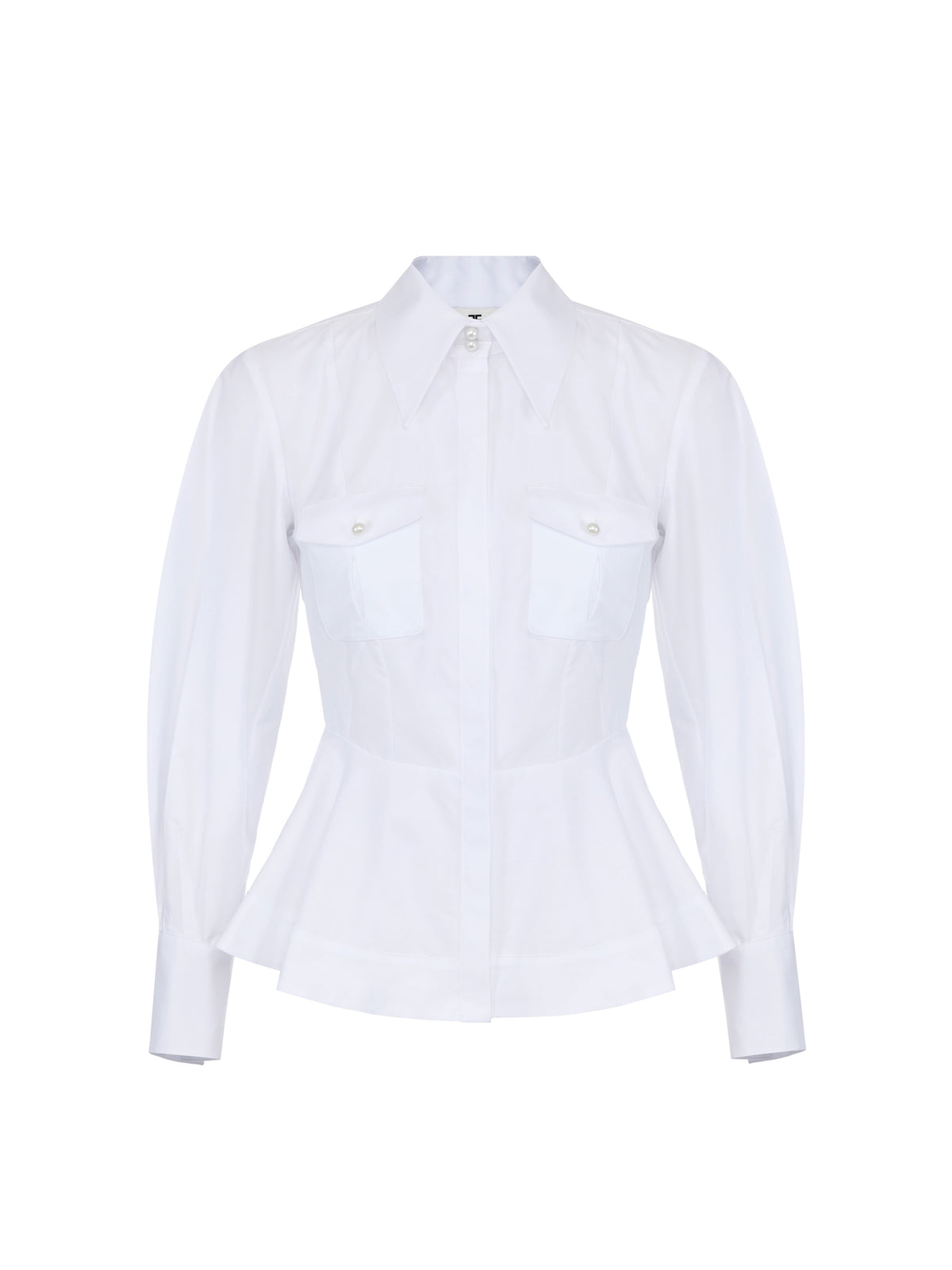 Cotton poplin shirt with flounce