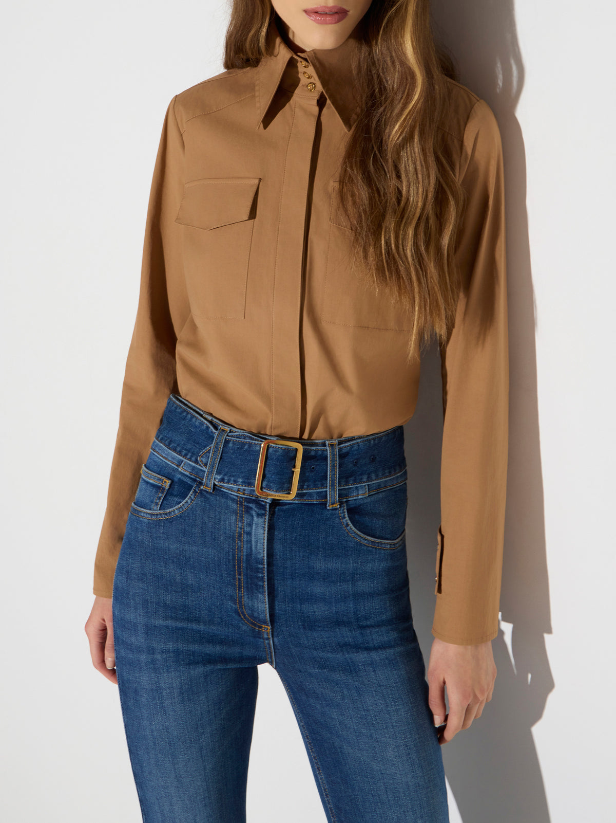 Cotton shirt with pockets in Bianco – view 3