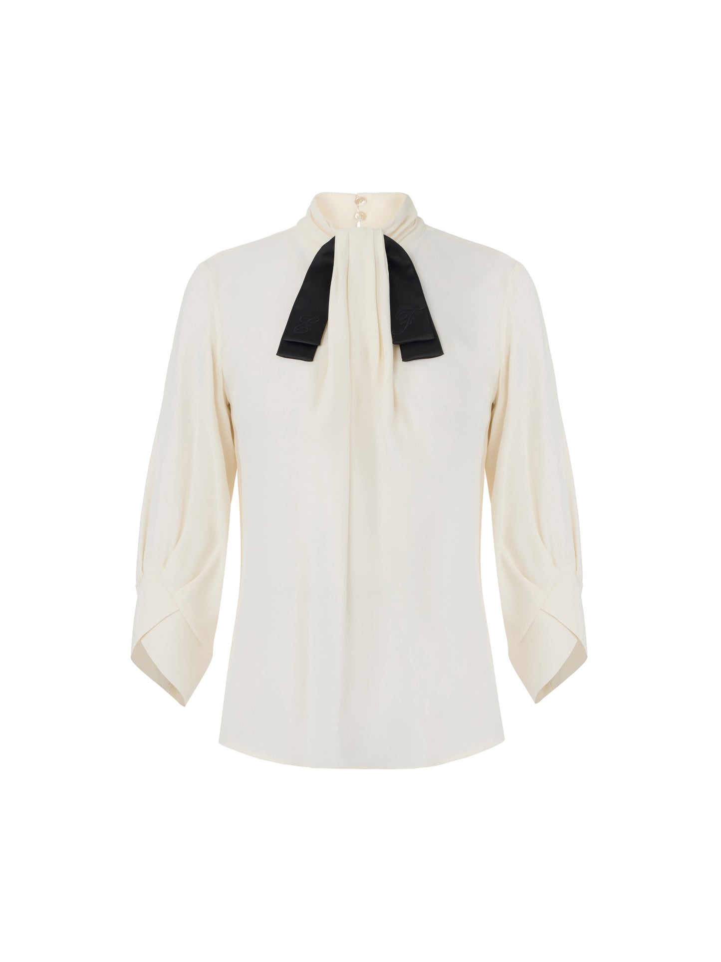 Blouse in georgette fabric with bow-tie