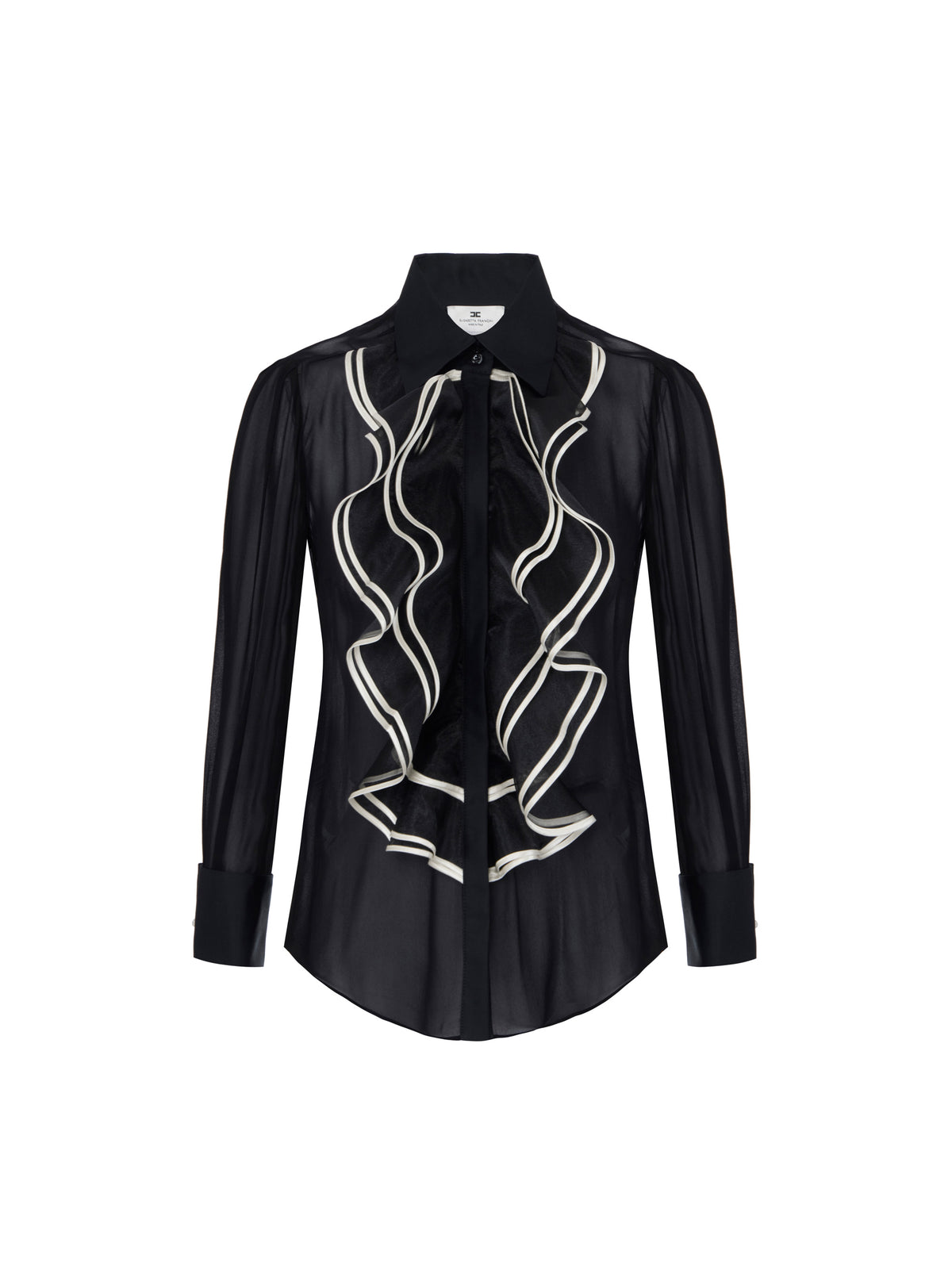 Shirt in georgette fabric with ruffles