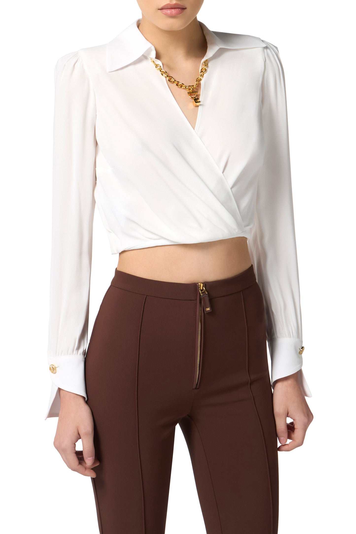 Blouse in georgette fabric with jewel detail