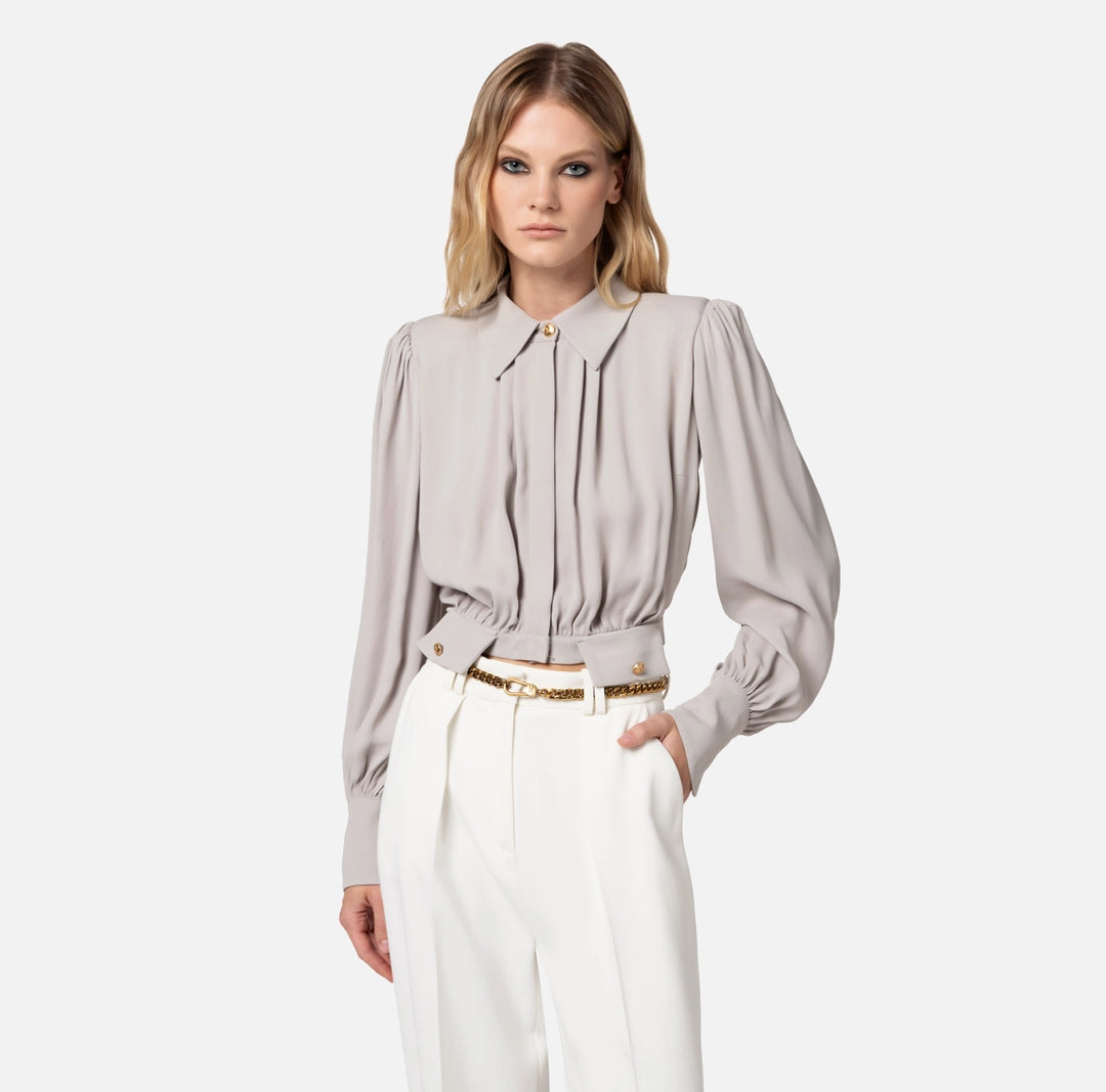 Cropped blouse in viscose georgette fabric