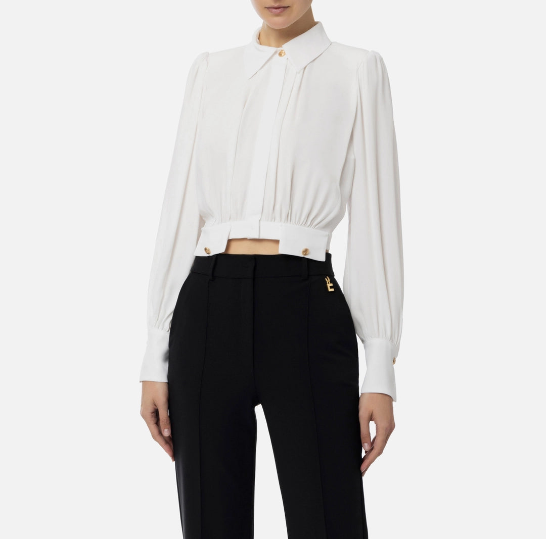 Cropped blouse in viscose georgette fabric