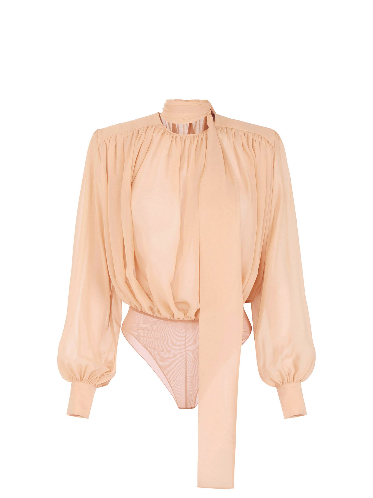 Bodysuit in silk georgette fabric with sash