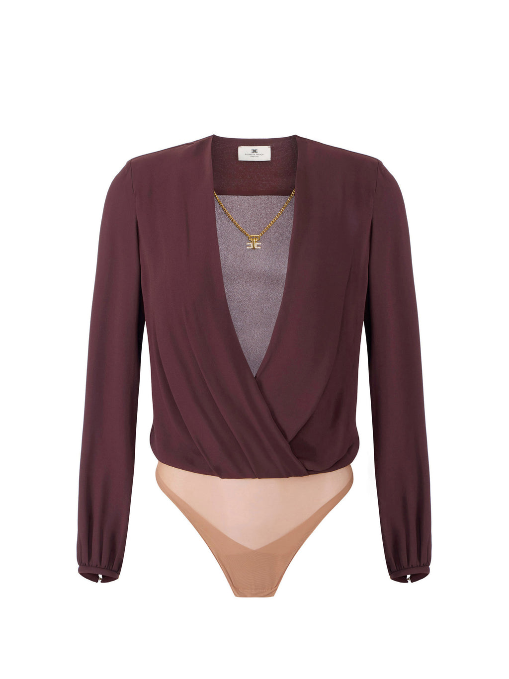 Bodysuit in viscose georgette fabric with necklace
