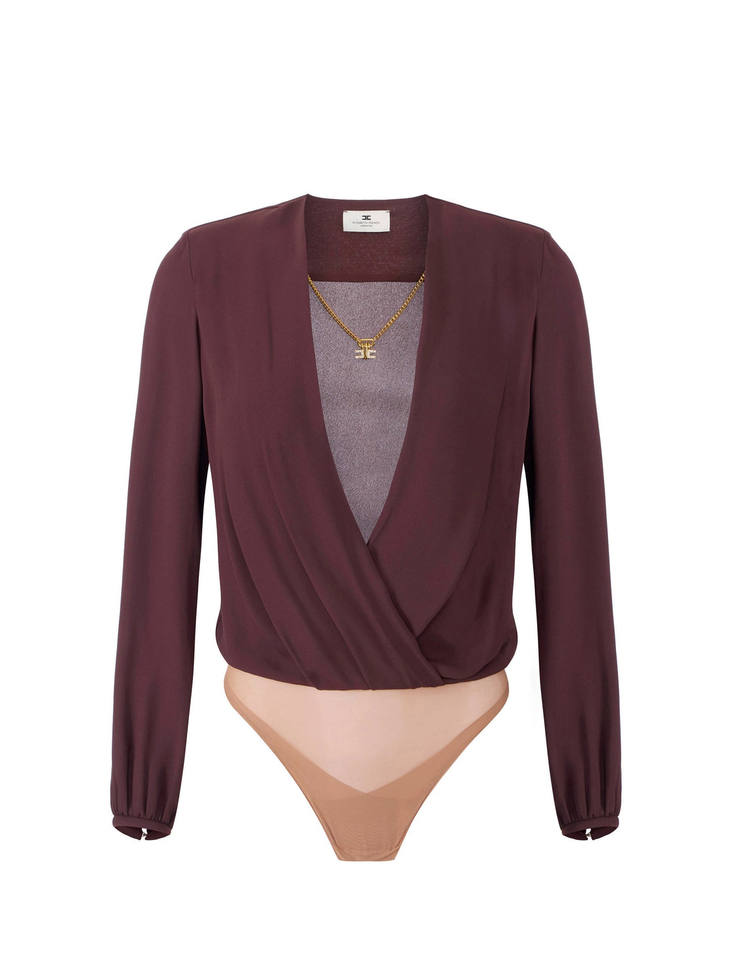 Bodysuit in viscose georgette fabric with necklace