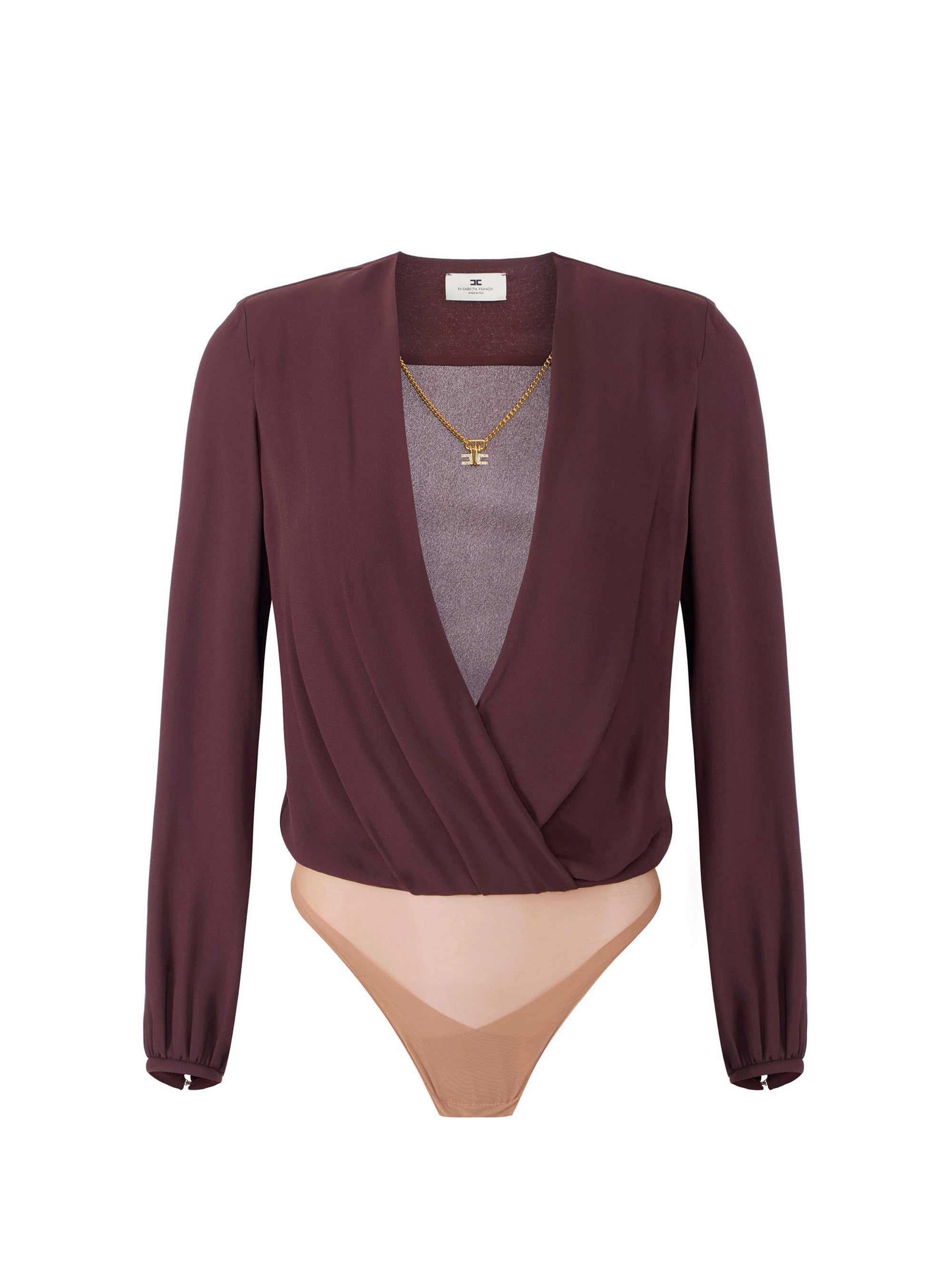 Bodysuit in viscose georgette fabric with necklace
