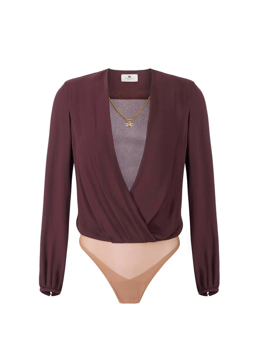 Bodysuit in viscose georgette fabric with necklace