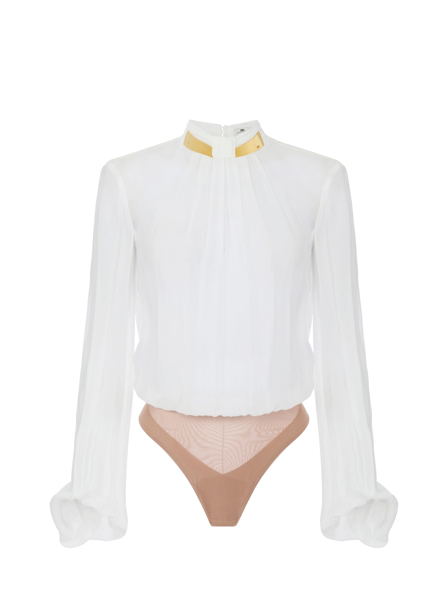 Bodysuit in georgette fabric with jewel collar