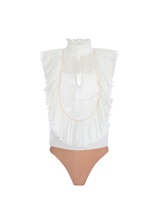 Bodysuit in georgette and lace