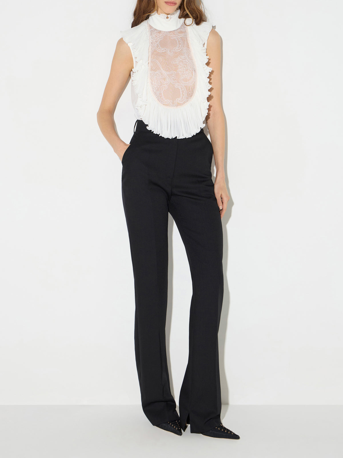 Bodysuit in georgette and lace