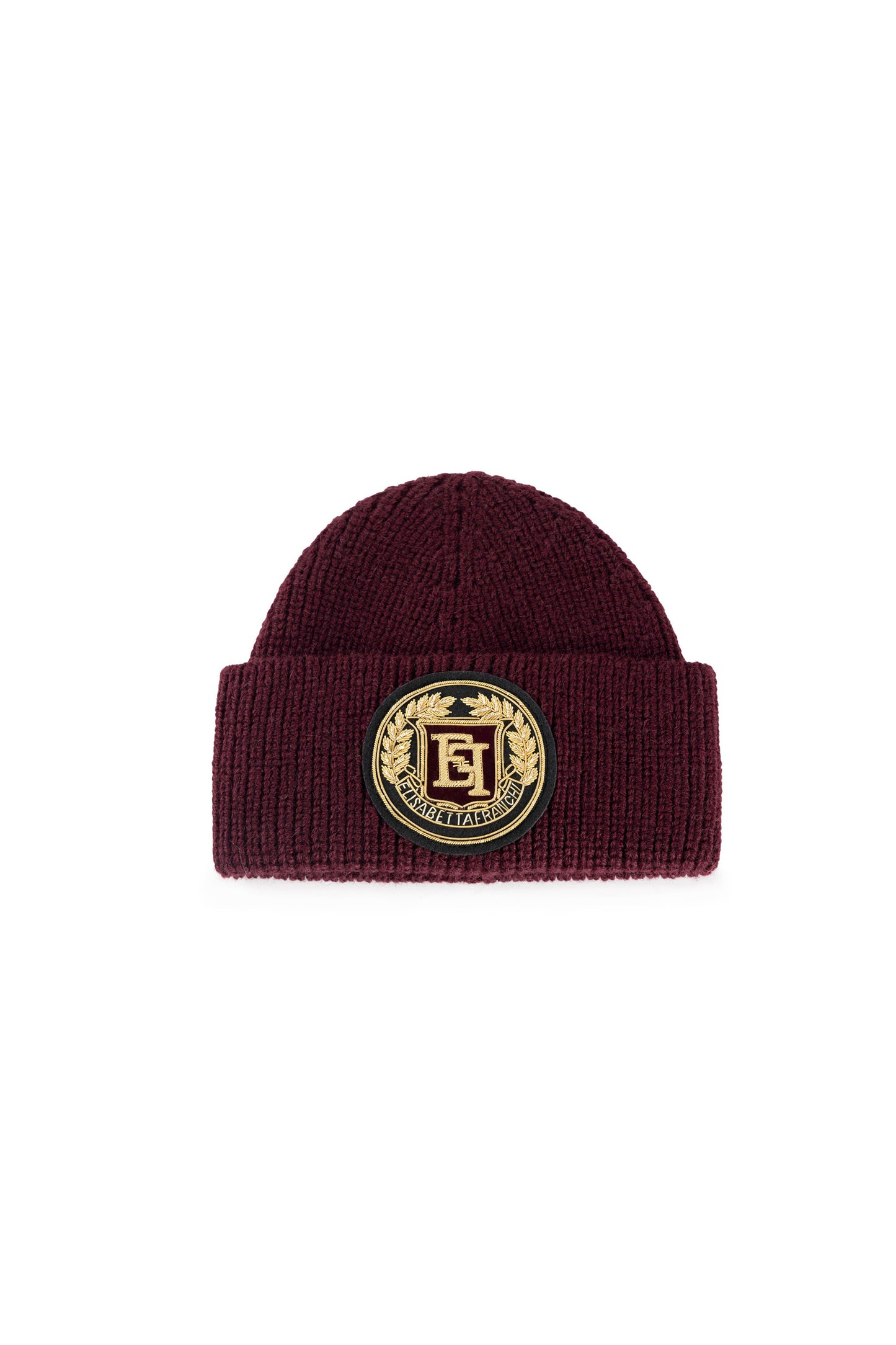 Wool beanie with logo patch