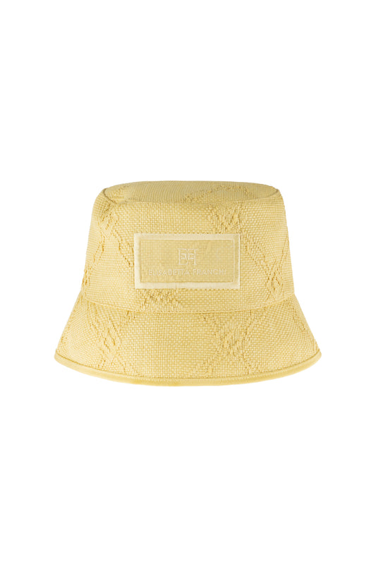 Raffia bucket hat with diamond