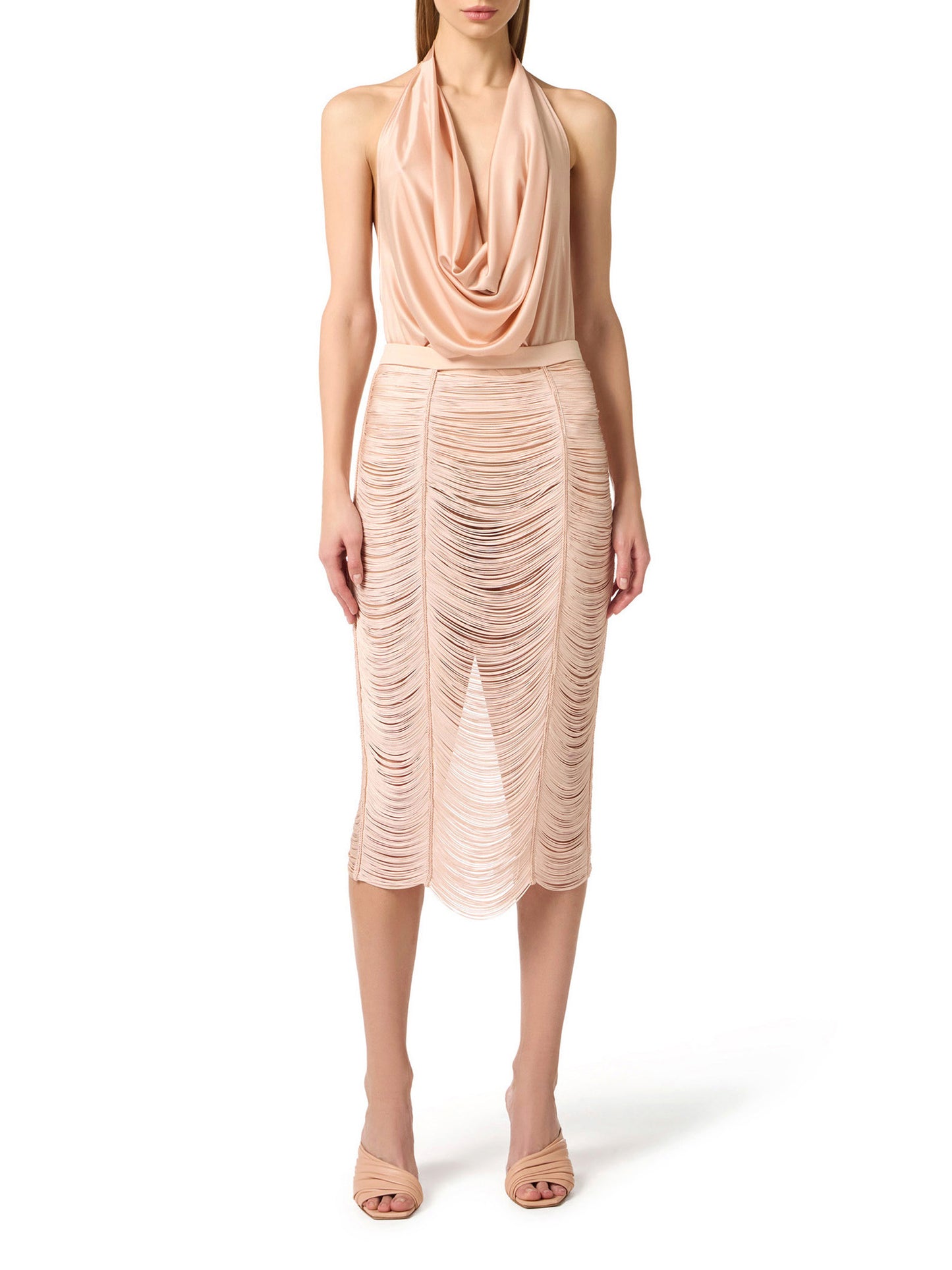 Top in shiny viscose jersey fabric