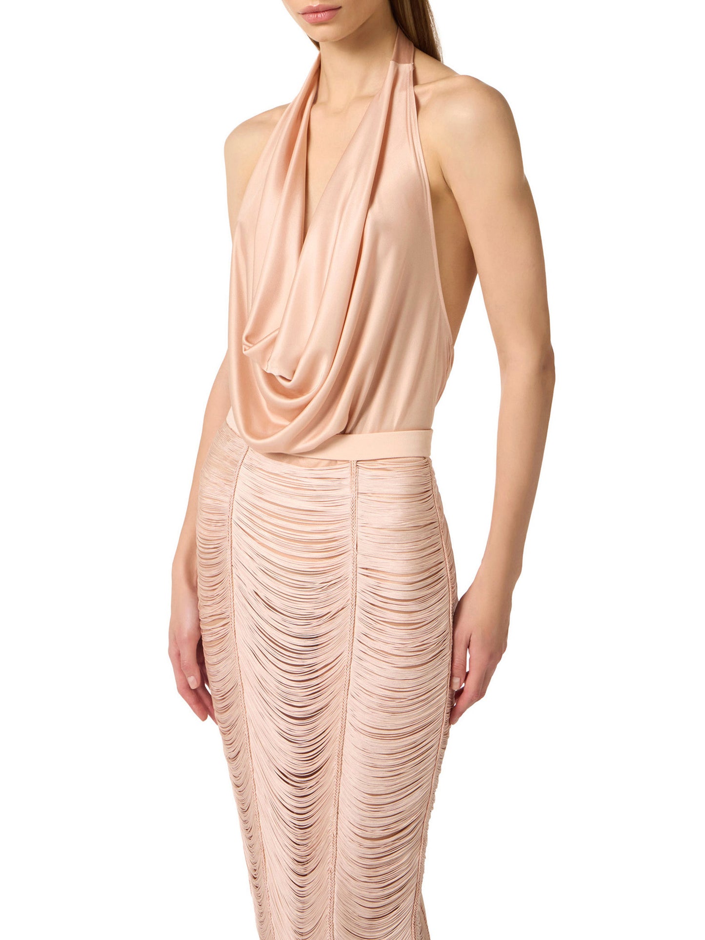 Top in shiny viscose jersey fabric