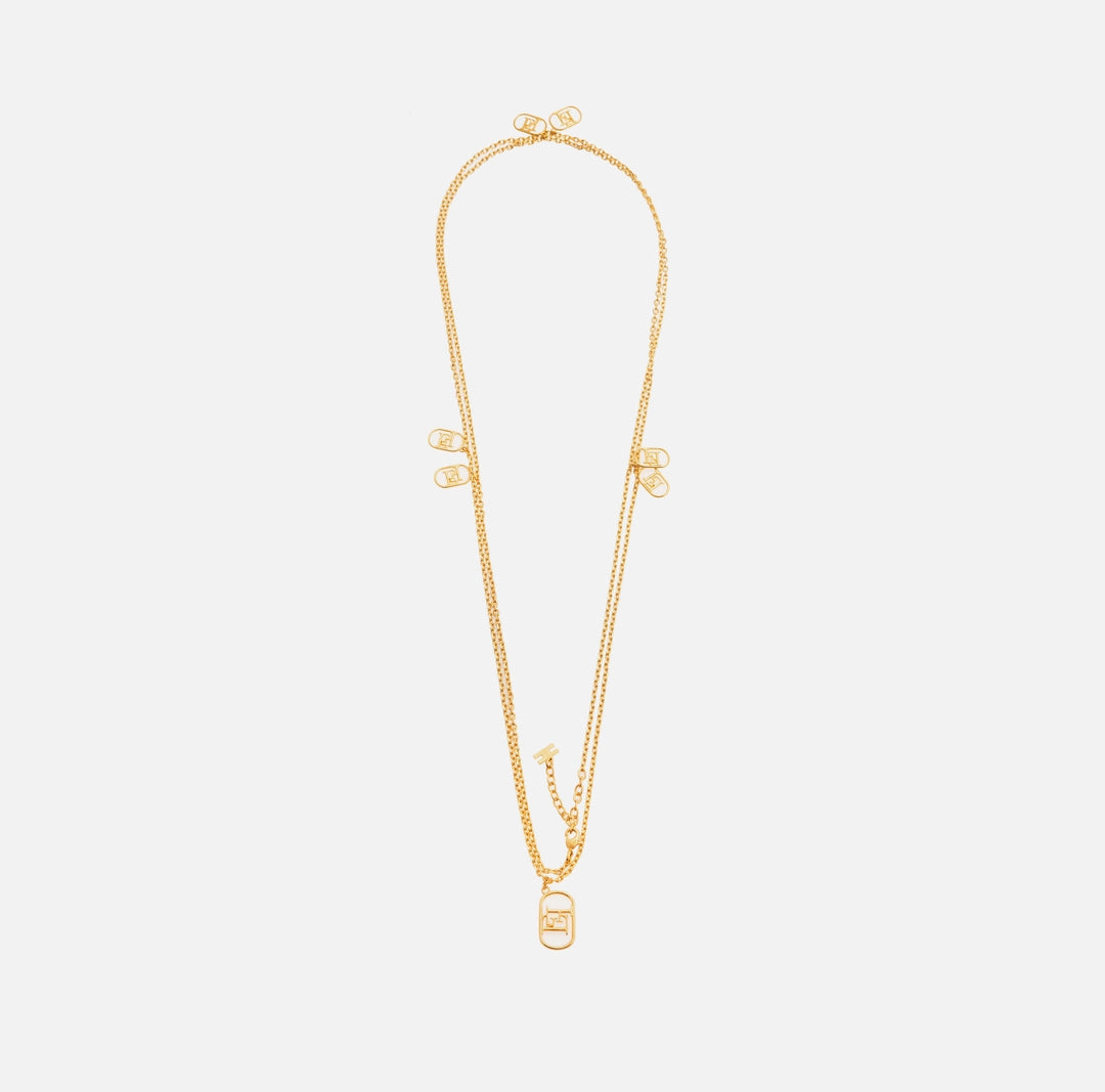 Long necklace with logo charms