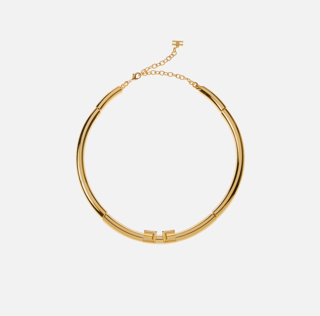 Tubular necklace with logo