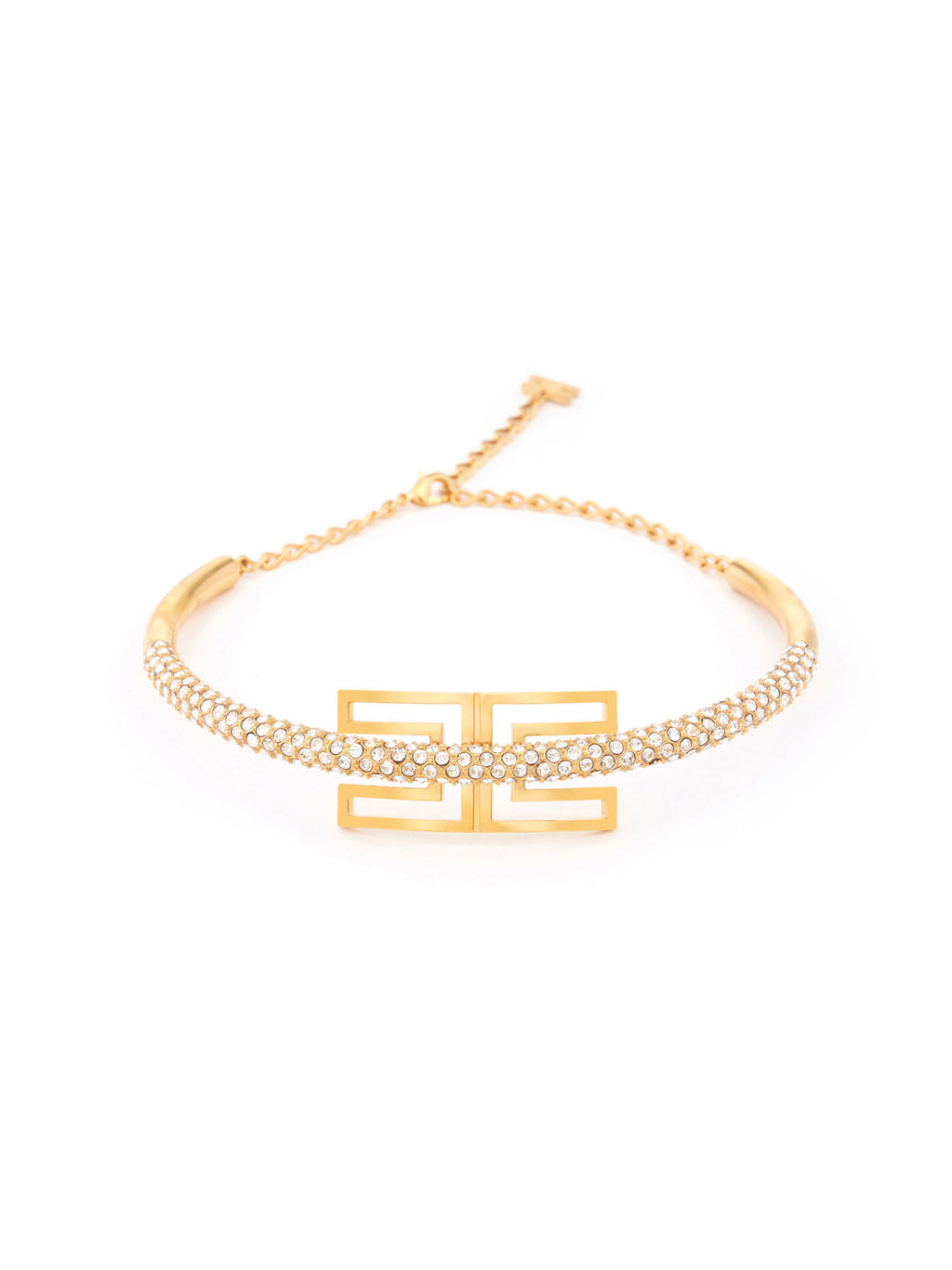 Necklace with logo and rhinestones