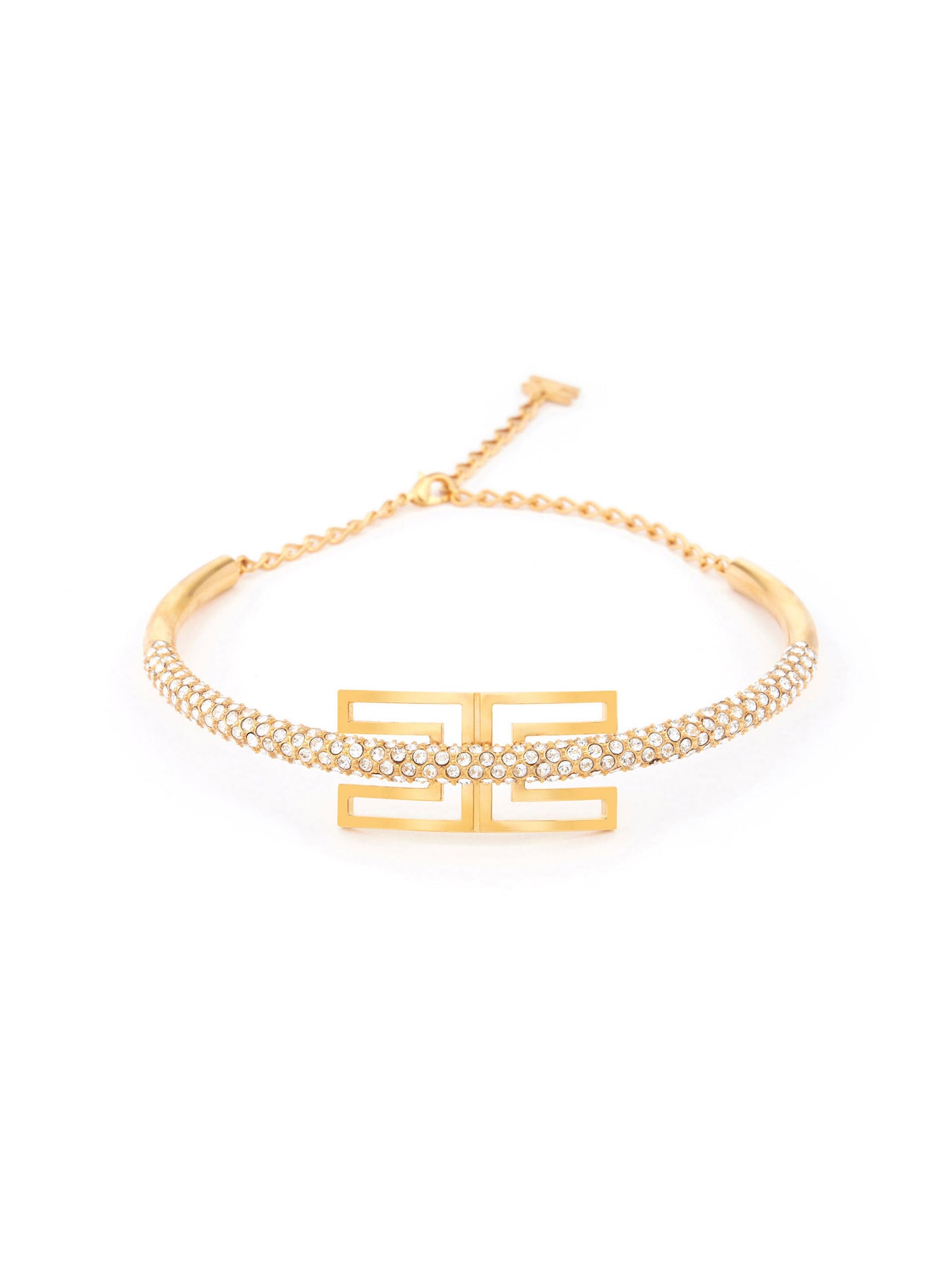 Necklace with logo and rhinestones