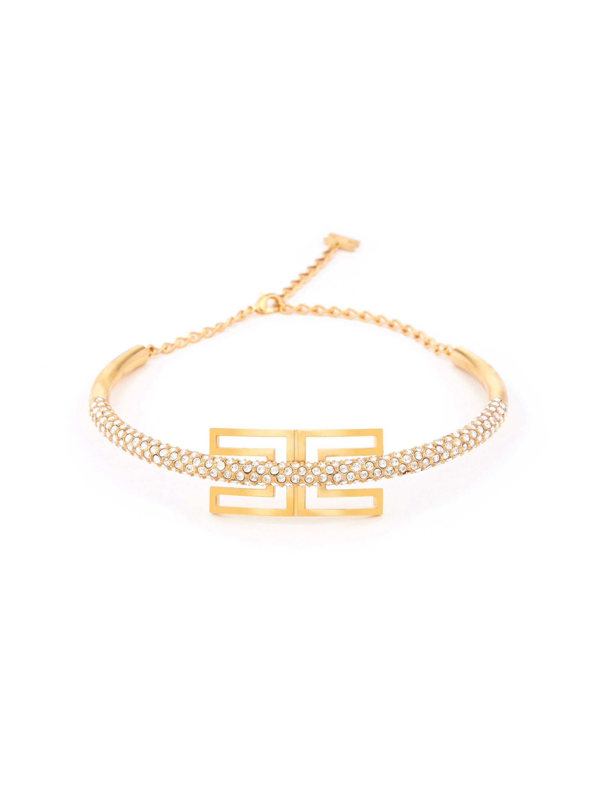 Necklace with logo and rhinestones