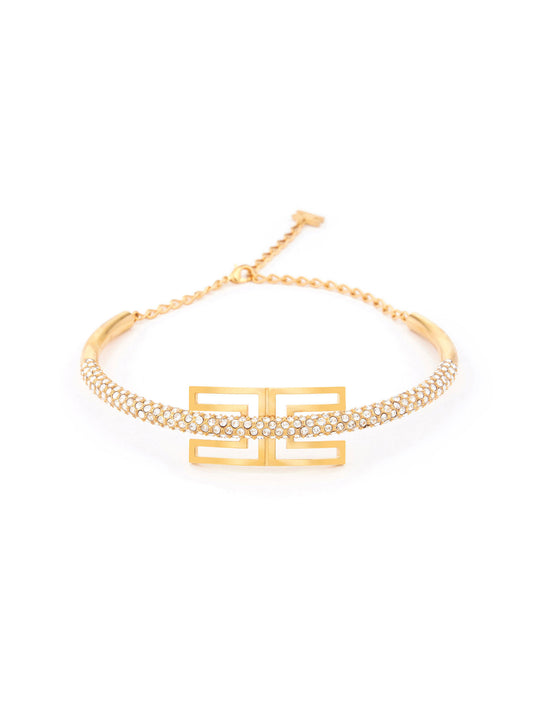 Necklace with logo and rhinestones