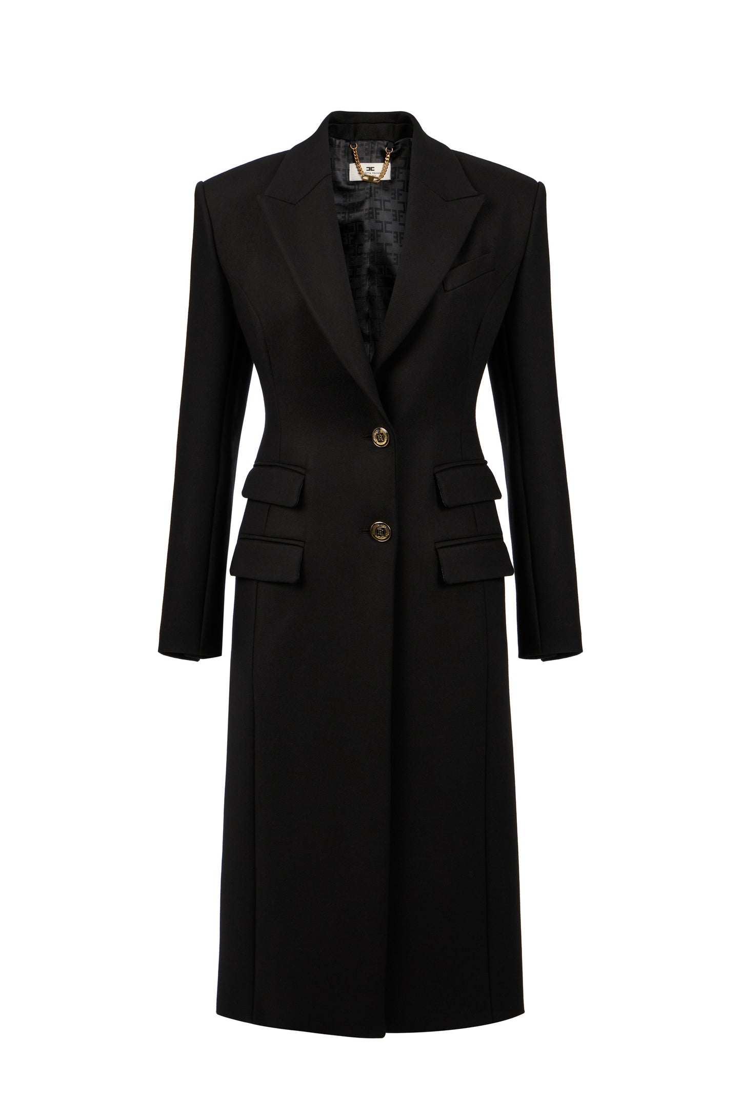 Tuxedo-style coat in crêpe fabric