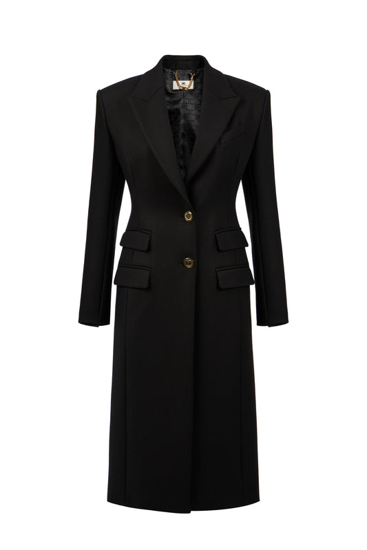 Tuxedo-style coat in crêpe fabric