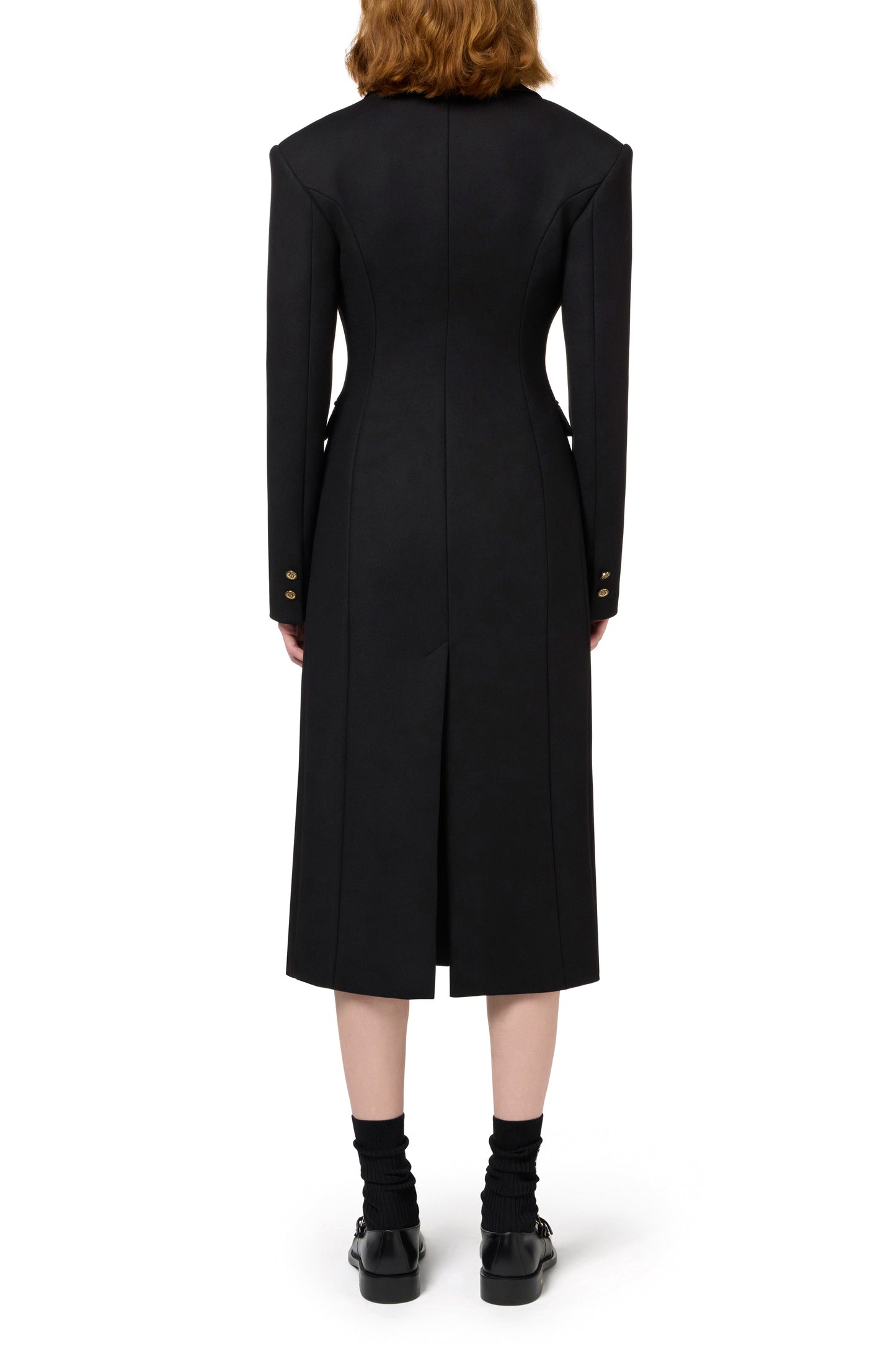 Tuxedo-style coat in crêpe fabric