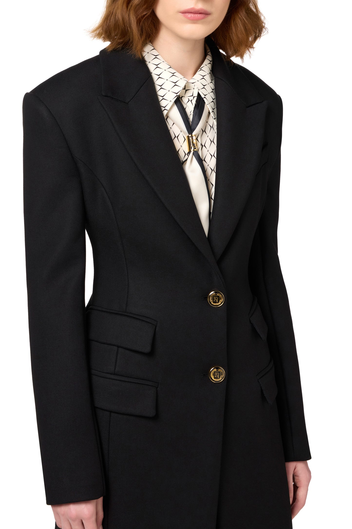 Tuxedo-style coat in crêpe fabric