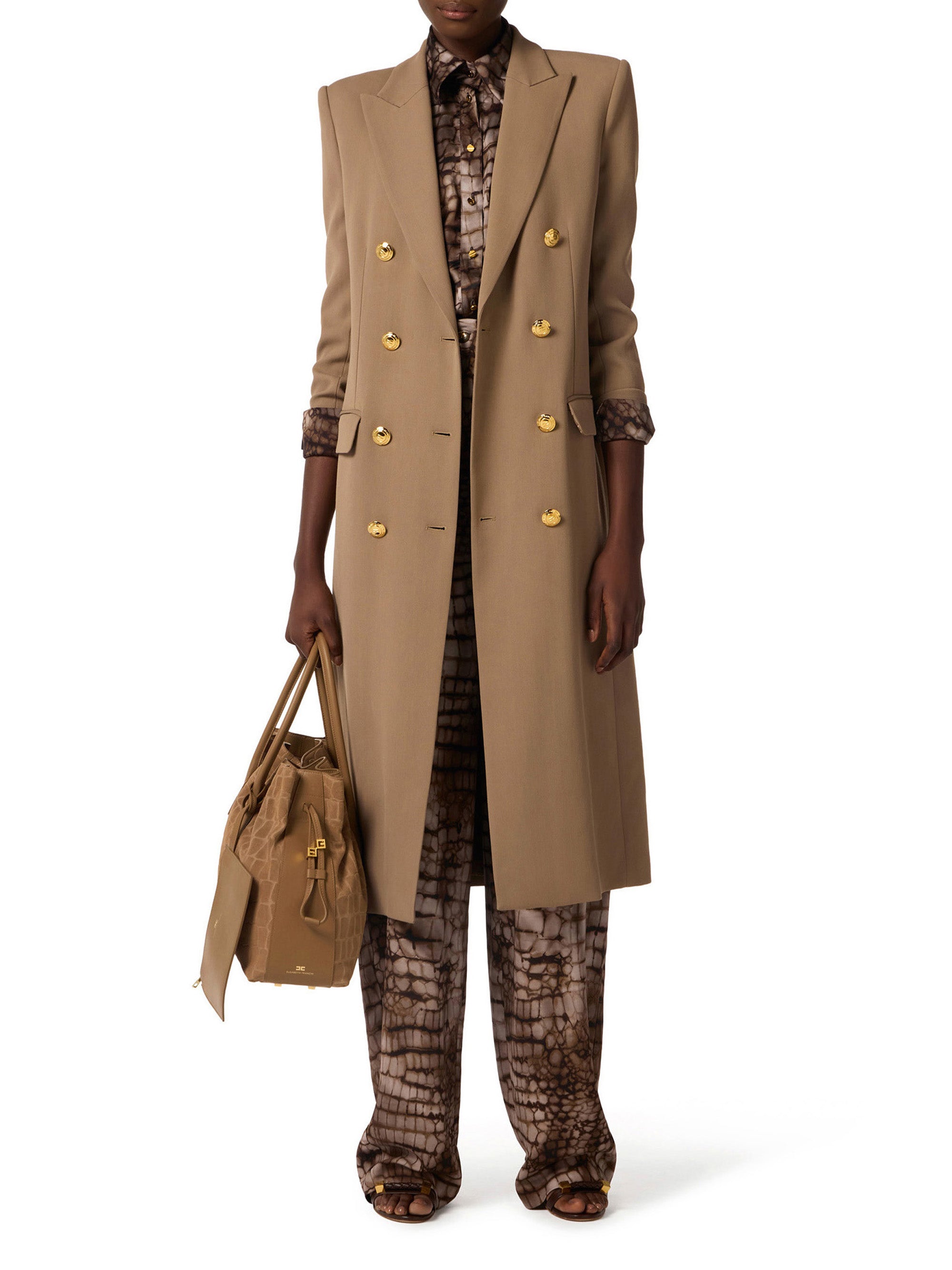 Coat in gabardine fabric