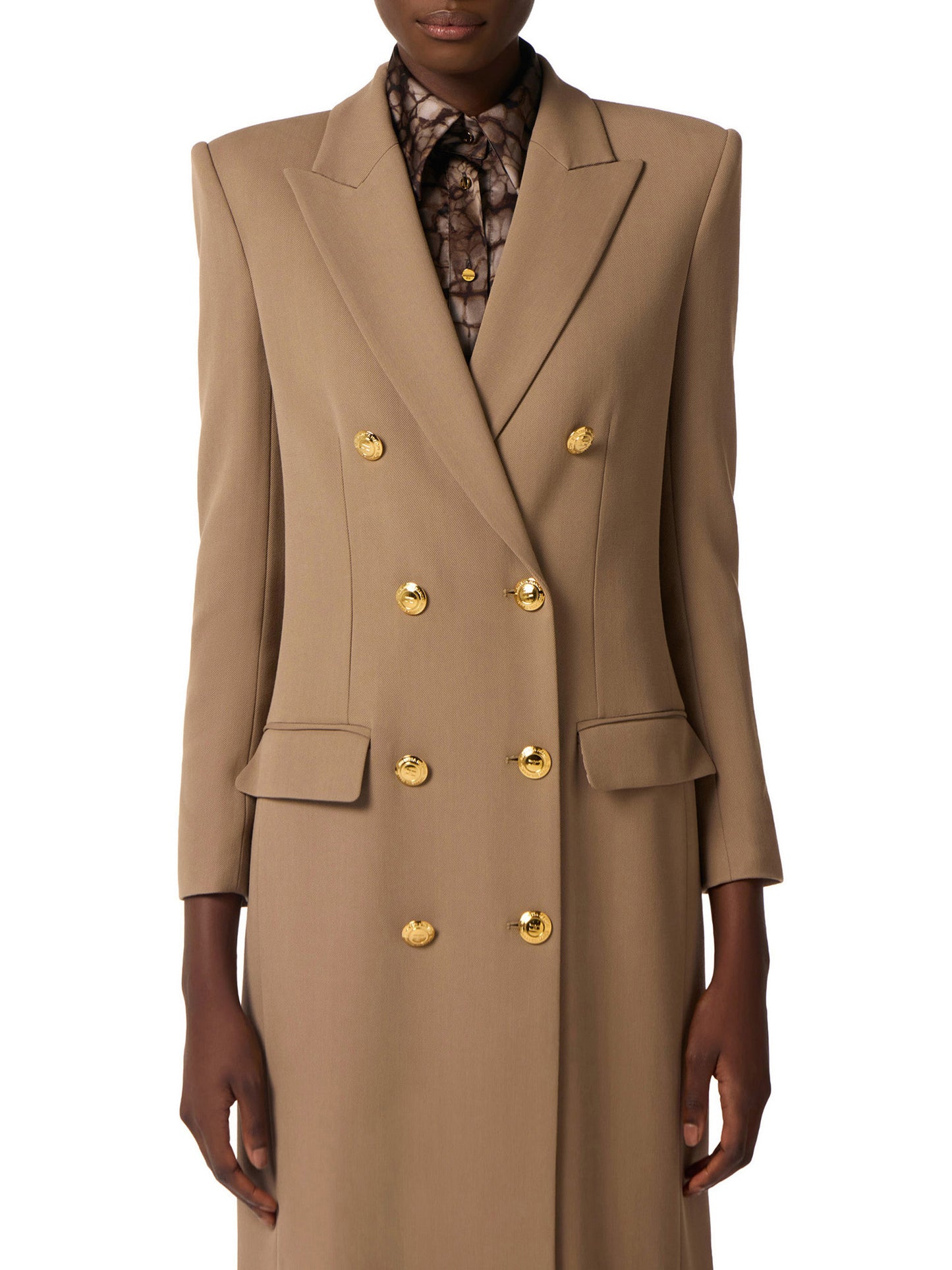 Coat in gabardine fabric