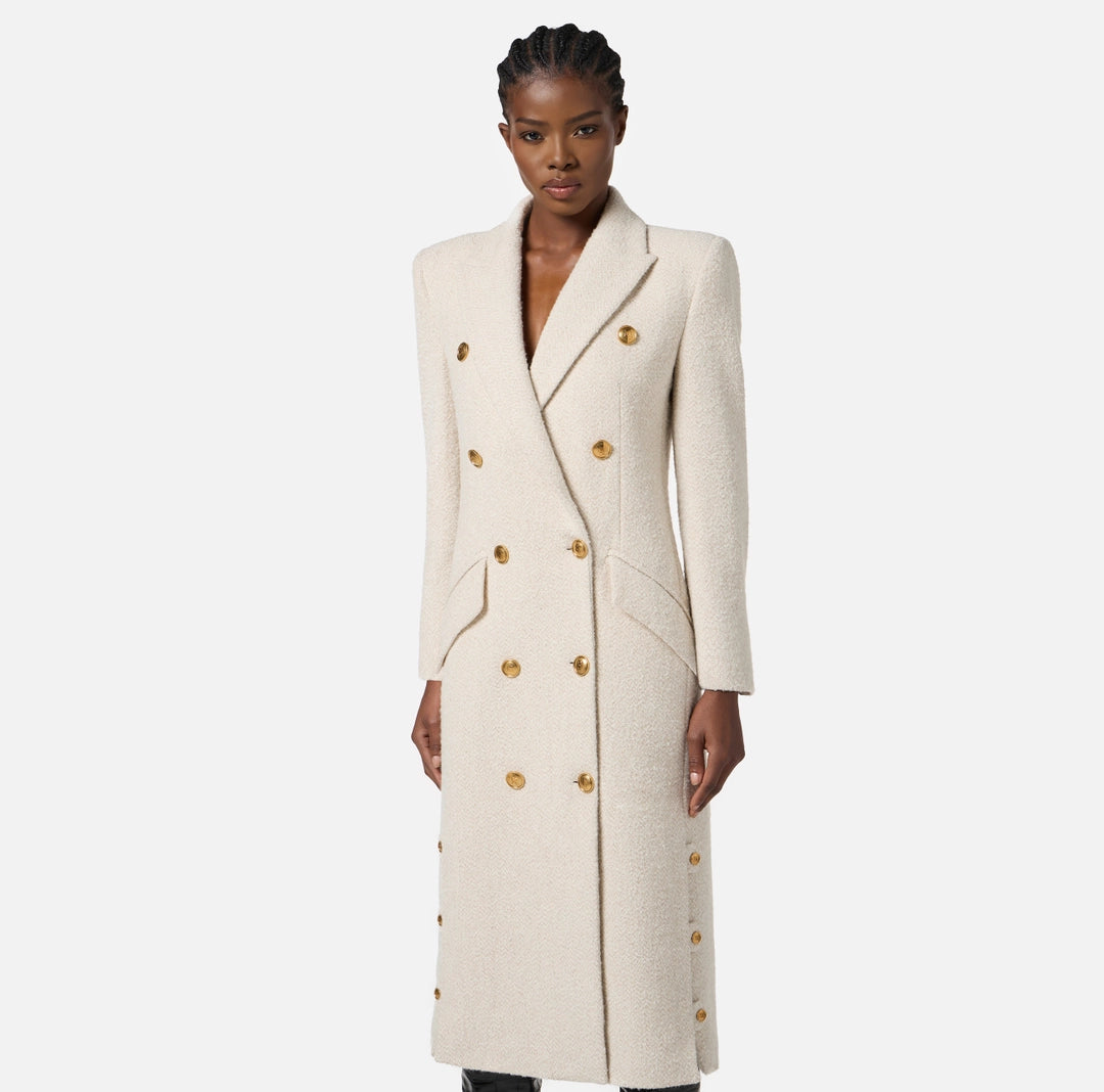 Coat in bouclé wool cloth