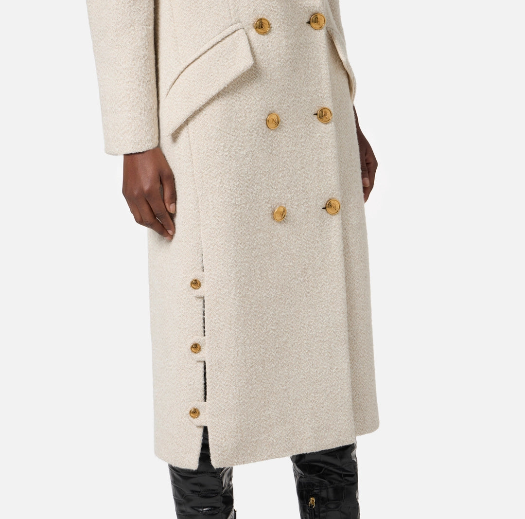 Coat in bouclé wool cloth