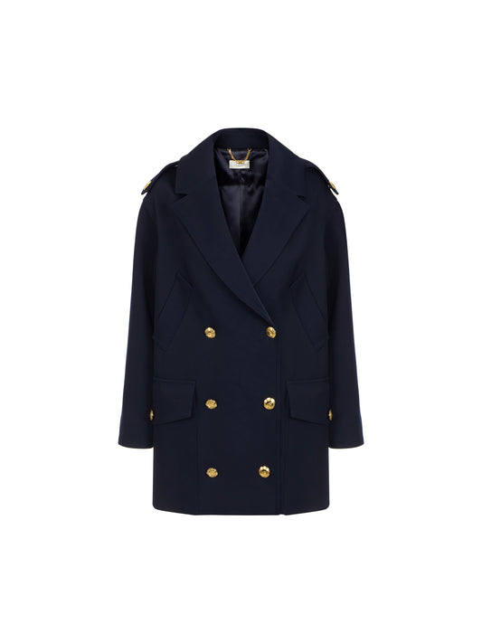 Peacoat in scuba fabric – luxury fashion at Meranesy