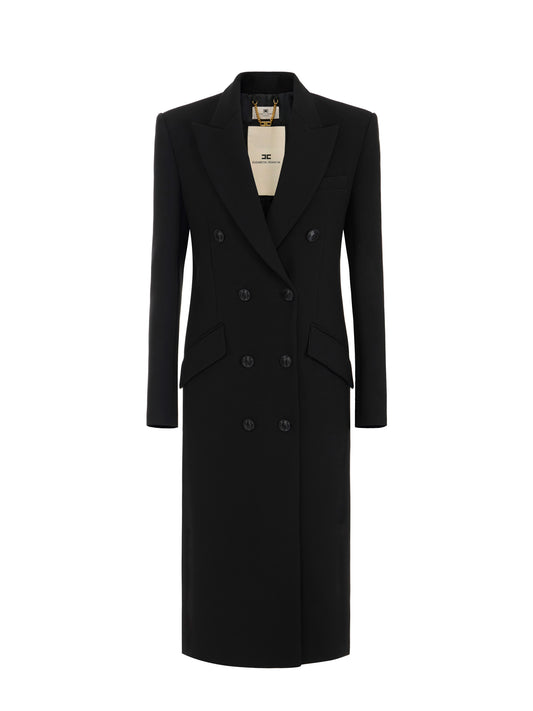 Coat in double layer crêpe fabric in Red Passion – luxury fashion at Meranesy