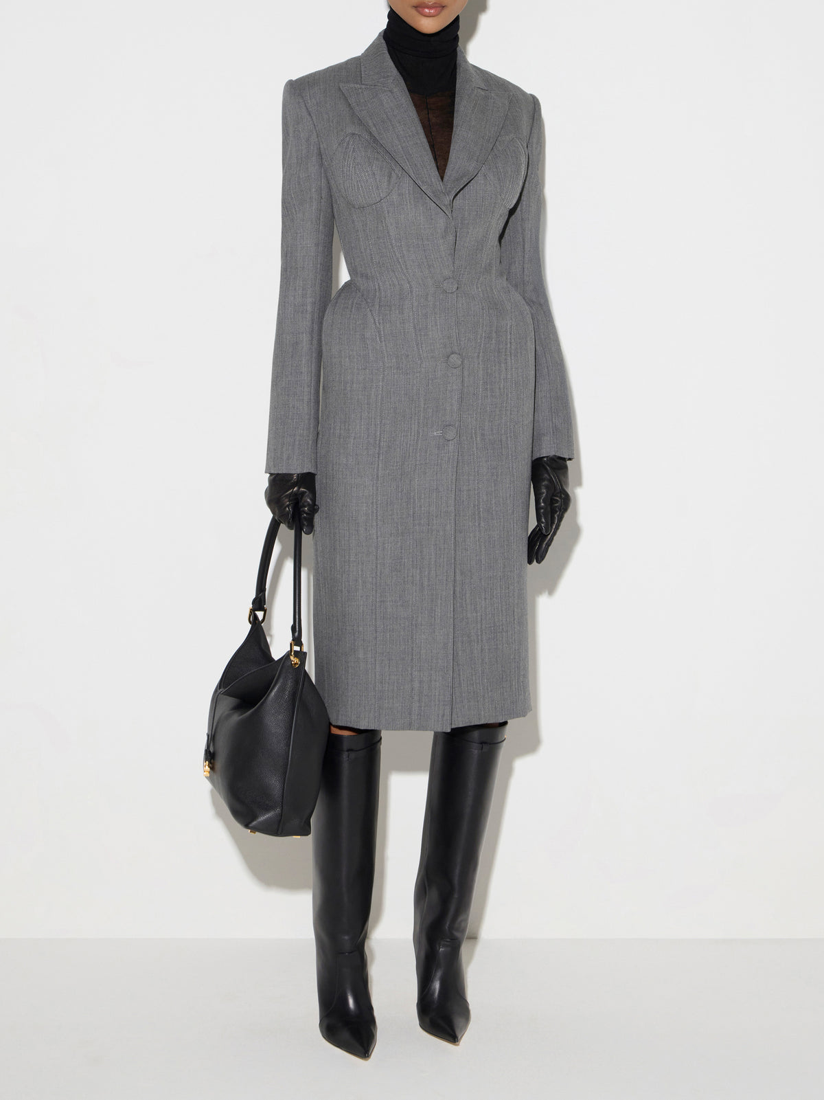 Wool bustier-style coat