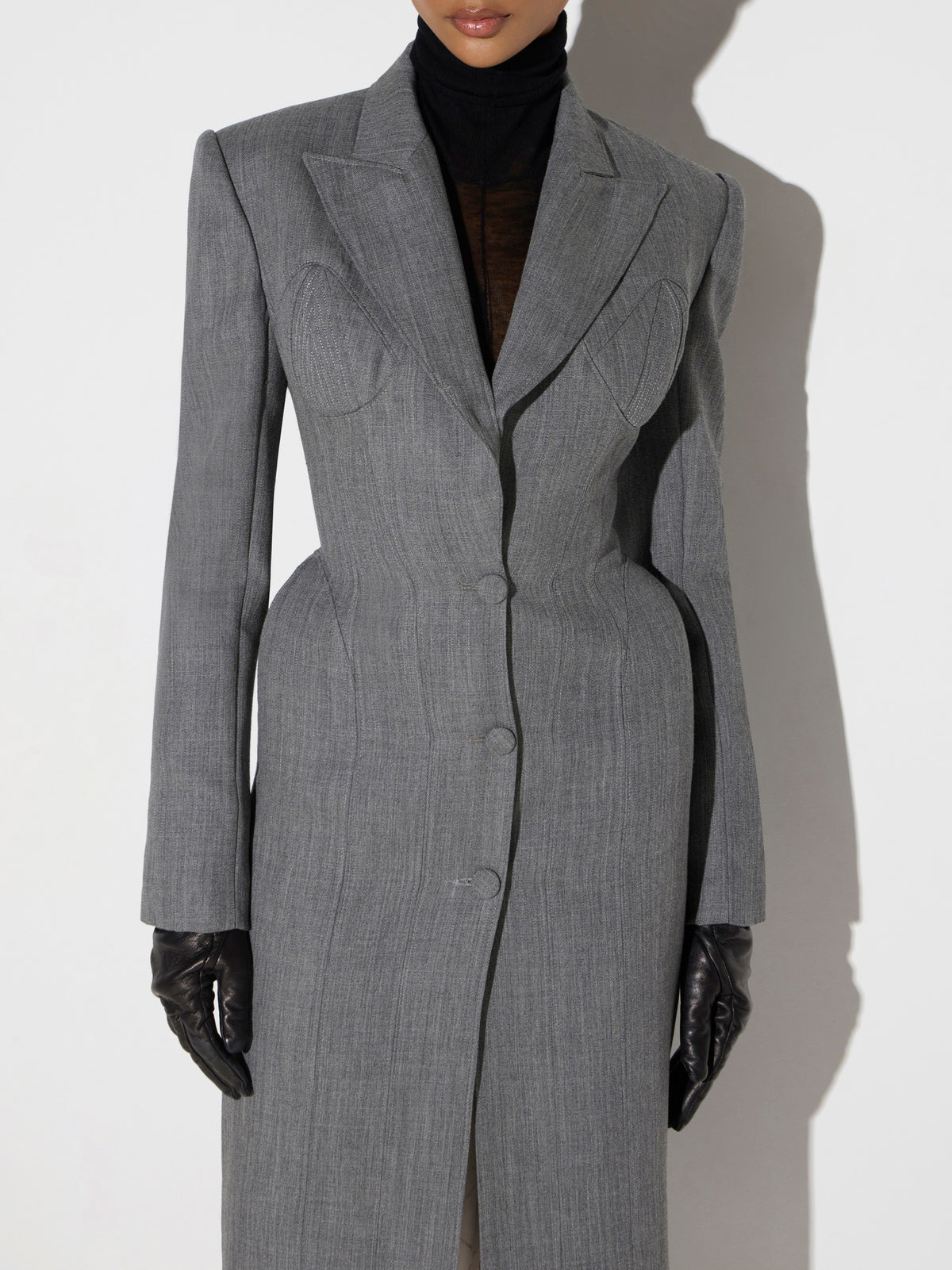 Wool bustier-style coat