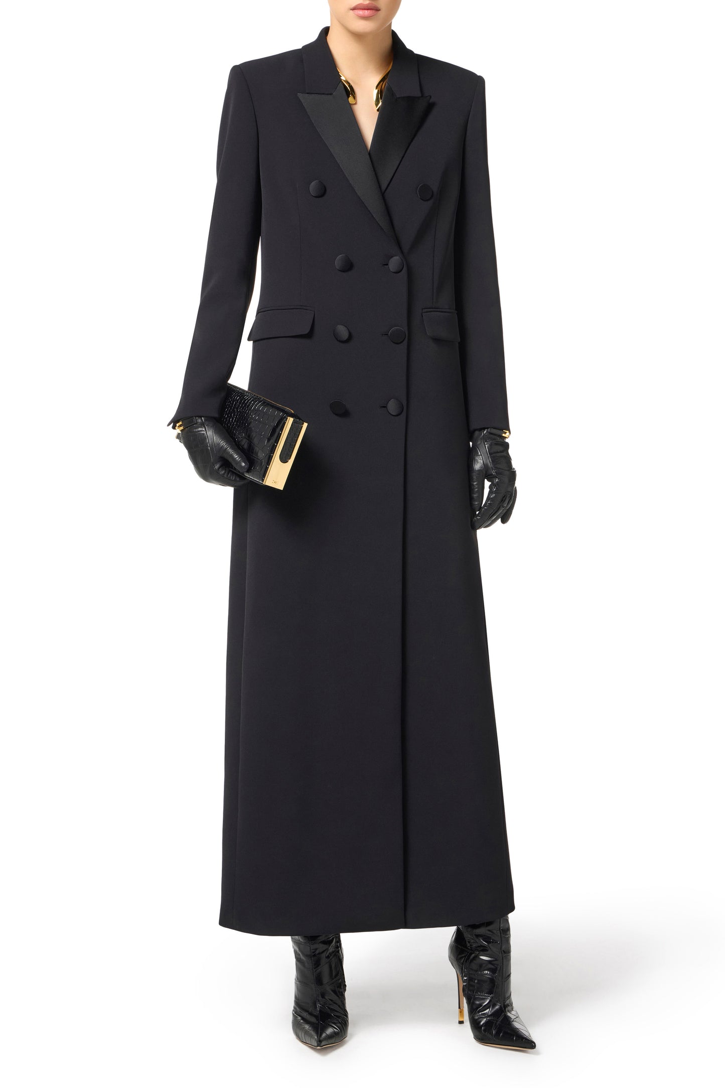 Lightweight crêpe coat with satin details