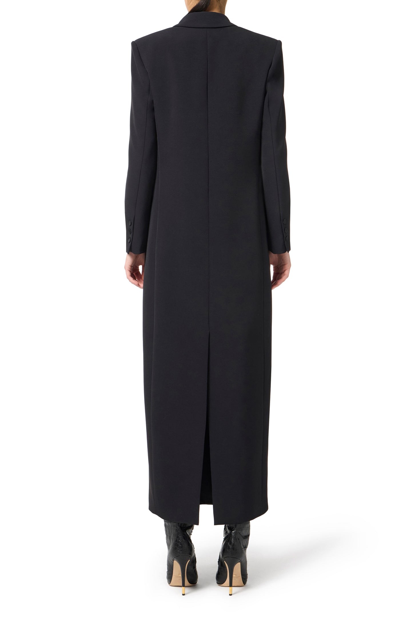Lightweight crêpe coat with satin details