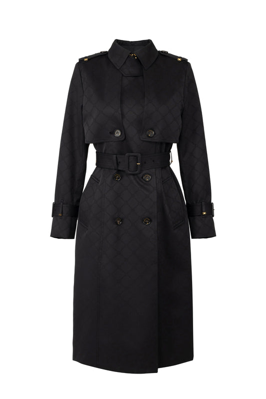 Trench coat in jacquard technical fabric