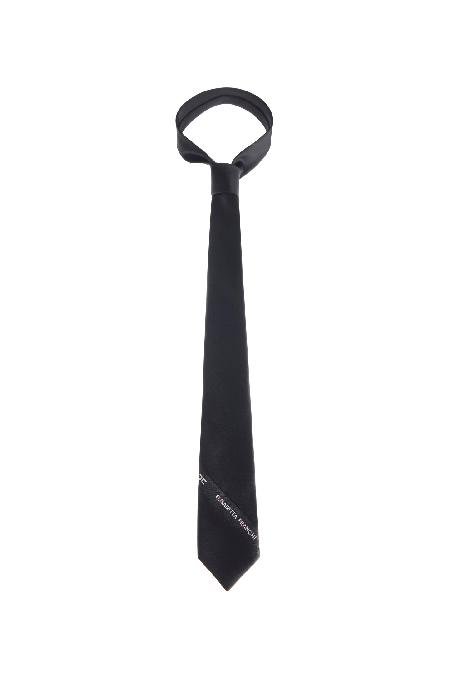 Tie in twill fabric with logo embroidery