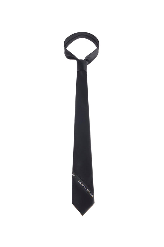 Tie in twill fabric with logo embroidery